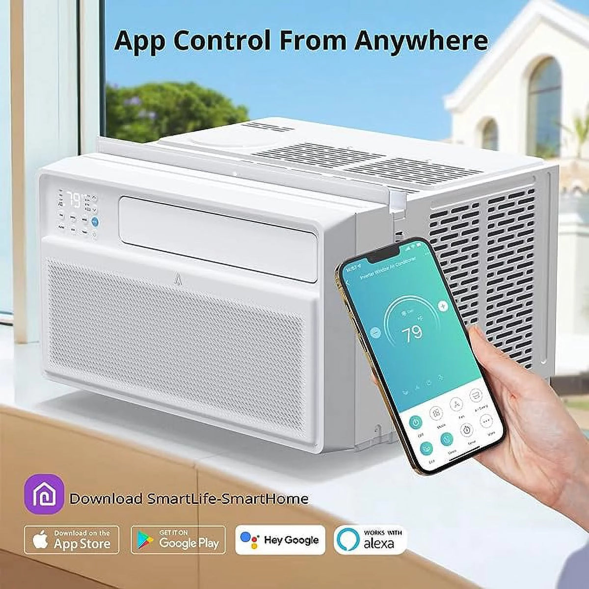8,000 BTU Smart Window Air Conditioner with Remote Control S394698