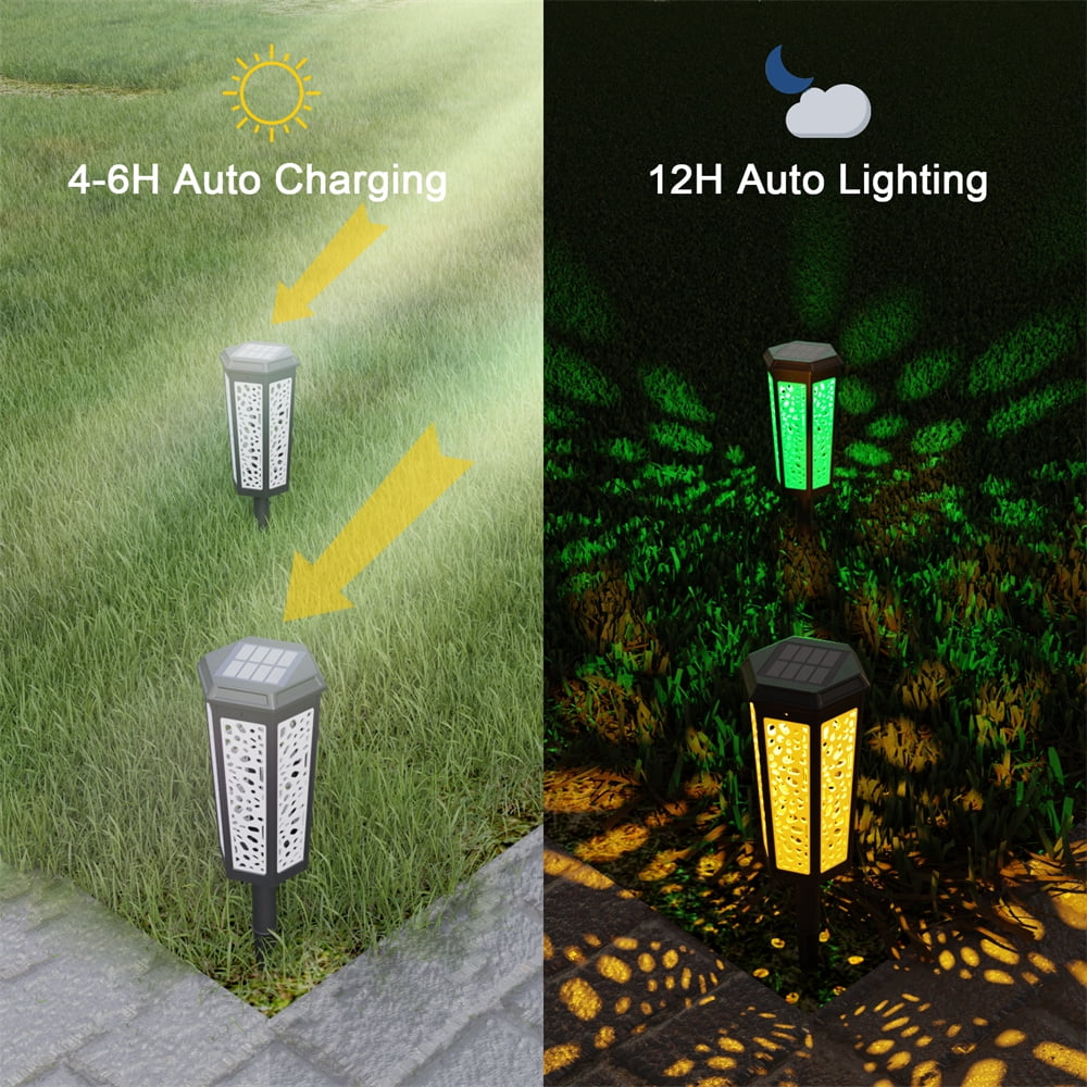 6 Pack Color Changing Waterproof Solar Pathway Lights G257