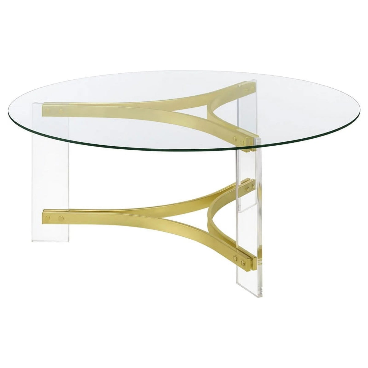 Round Glass Coffee Table with Acrylic Legs Q727