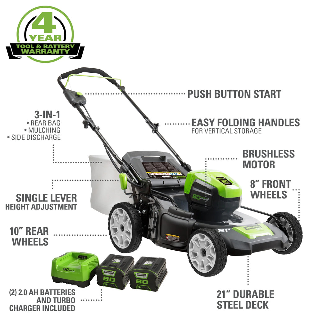 80V 21 Battery Powered Push Walk-Behind Mower S14442
