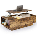 Rectangle Coffee Table with Lift Tabletop & Storage Walnut Finish F5537