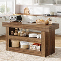 Brown 55-Inch Kitchen Island with Storage F1711