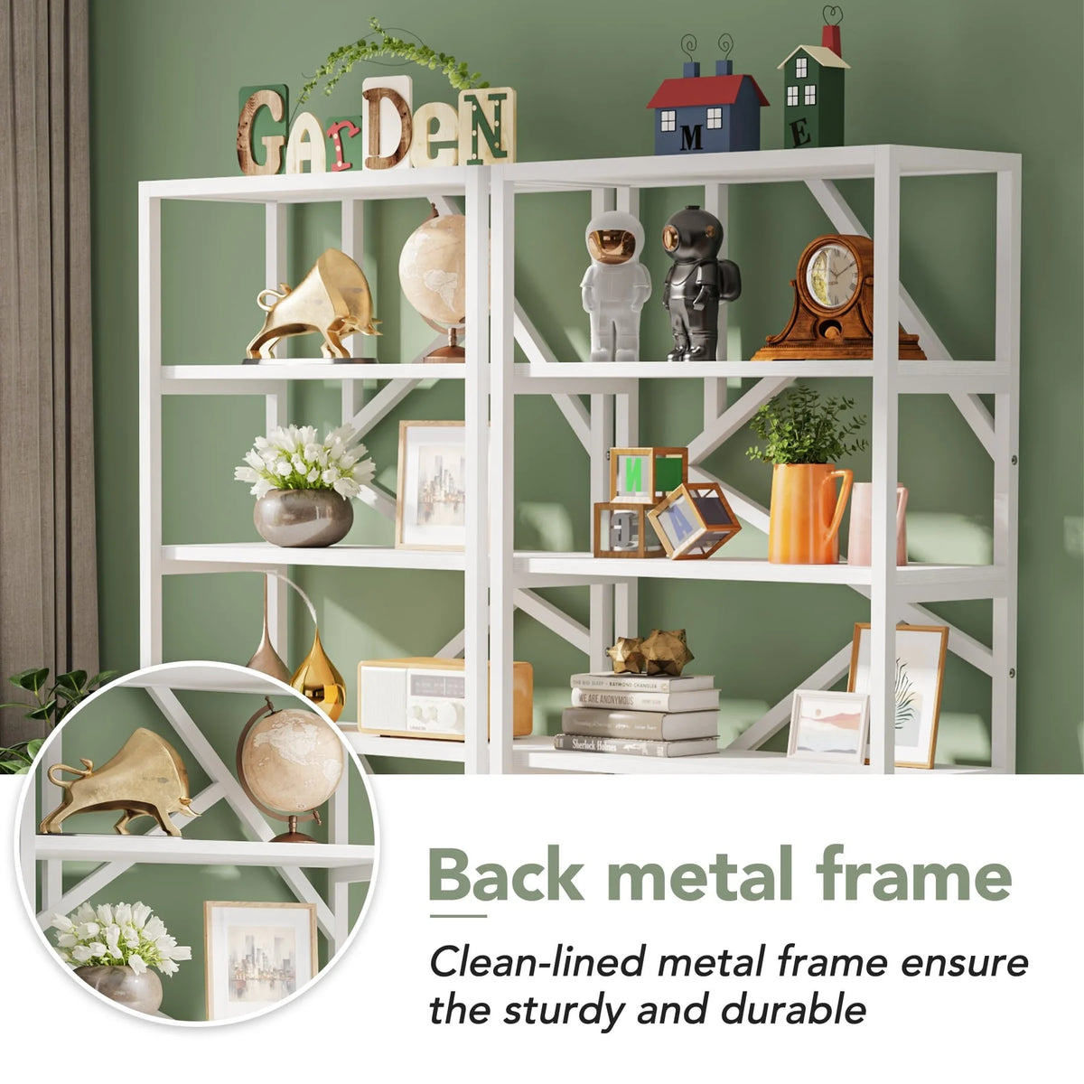 71" 6 Tier Rustic Brown Wood Etagere Bookcase M80024