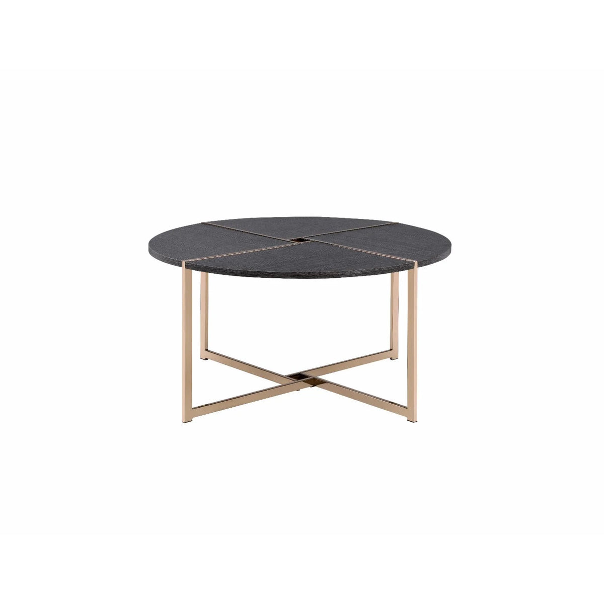 Round Wooden Coffee Table in Black and Champagne F93656
