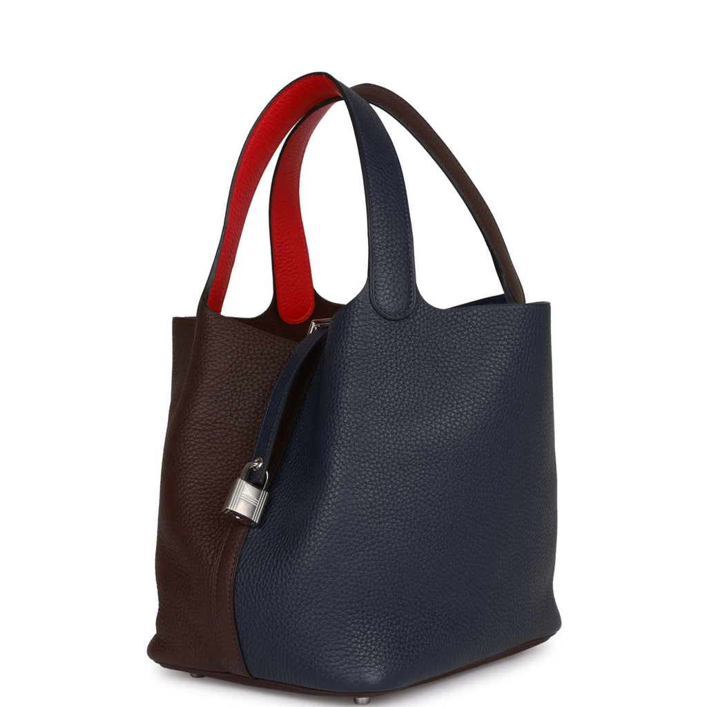 Bleu Nuit Framboise Rouge Sellier Clemence Palladium Hardware Bucket Bag M274812