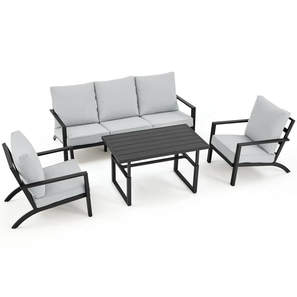Aluminum Patio Furniture Set with Grey Cushions X6273