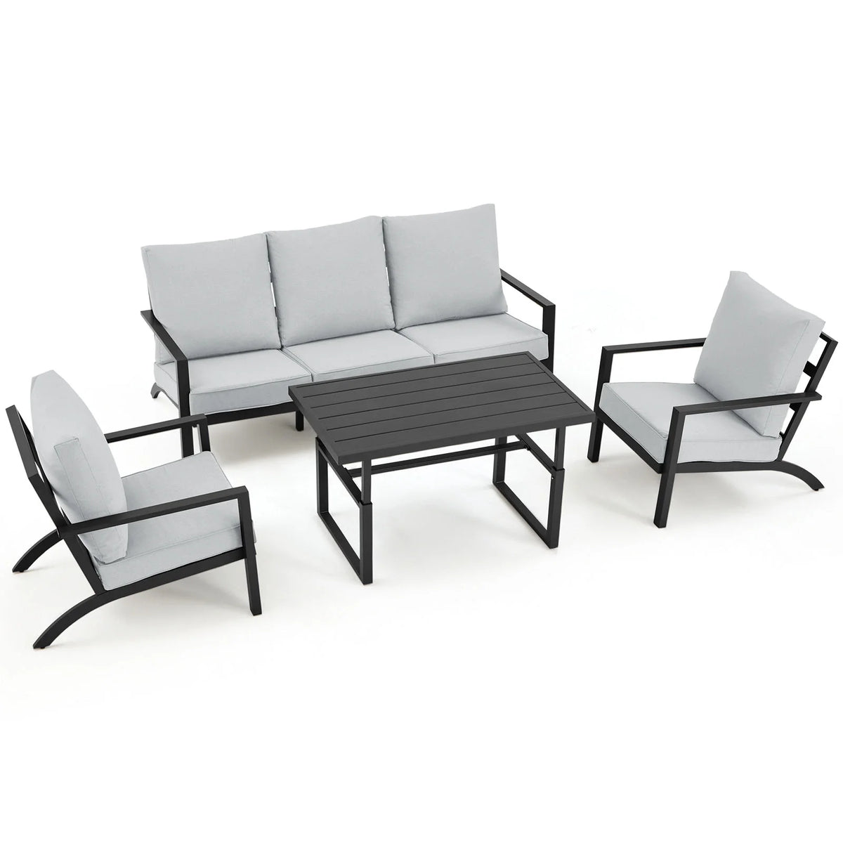 Aluminum Patio Furniture Set with Grey Cushions X6273