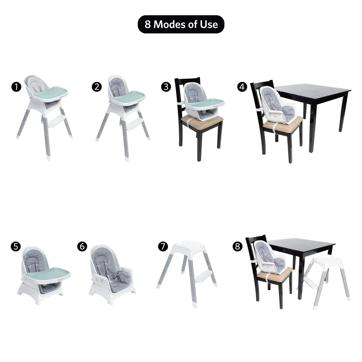 Reclining Highchair with 8 Modes of Use H251630