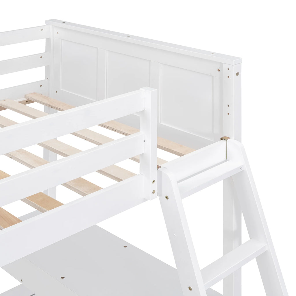Twin Over Full Bunk Bed with Desk and Storage Drawers K91782