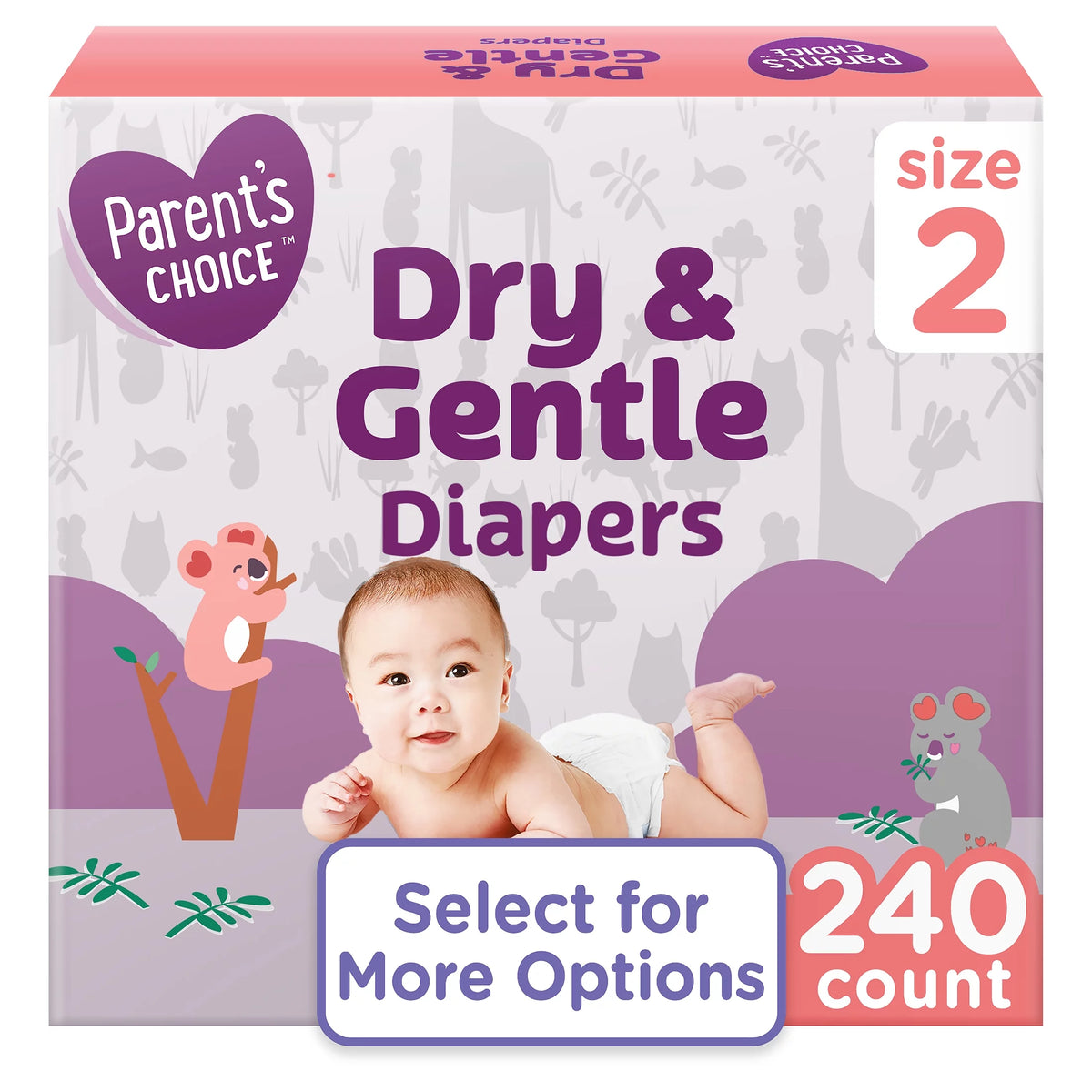 Dry & Gentle Diapers Size 2, 240 Count P3199