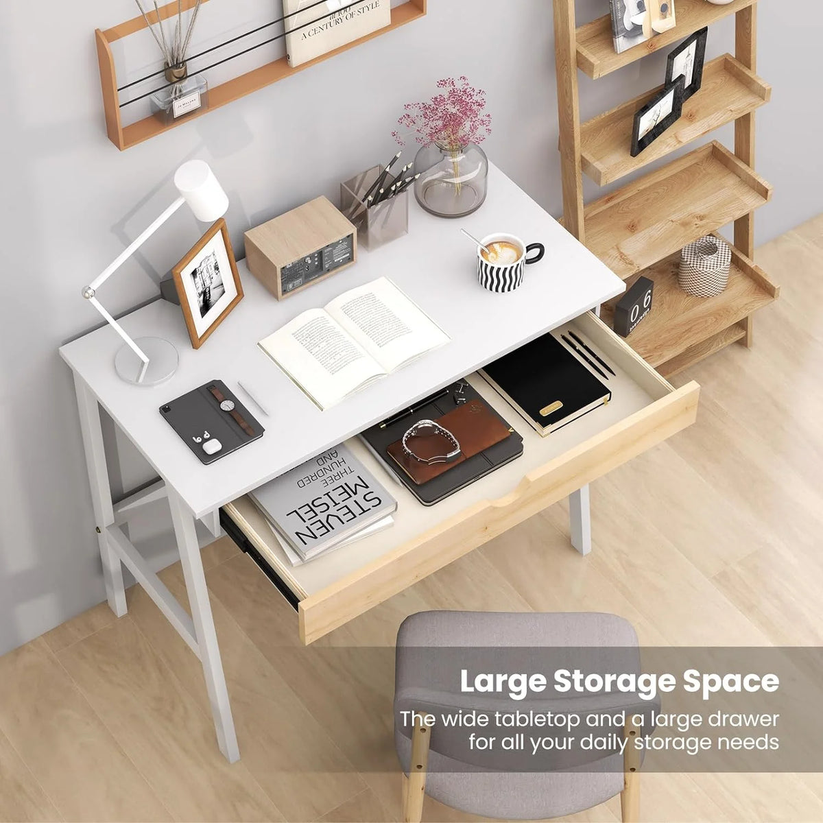 White Computer Desk with Drawer O99156