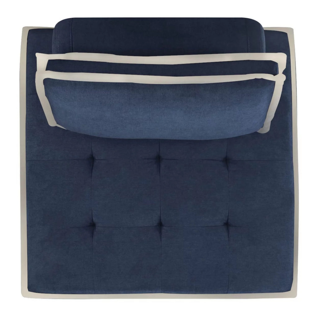 Navy Blue And Cream Fabric Armless Accent Chair A3931