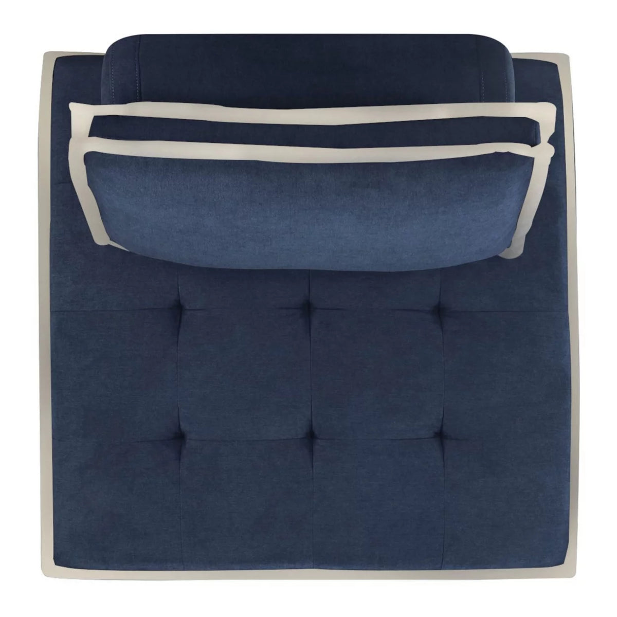 Navy Blue And Cream Fabric Armless Accent Chair A3931