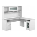 White L Shaped Computer Desk with Hutch Q135494