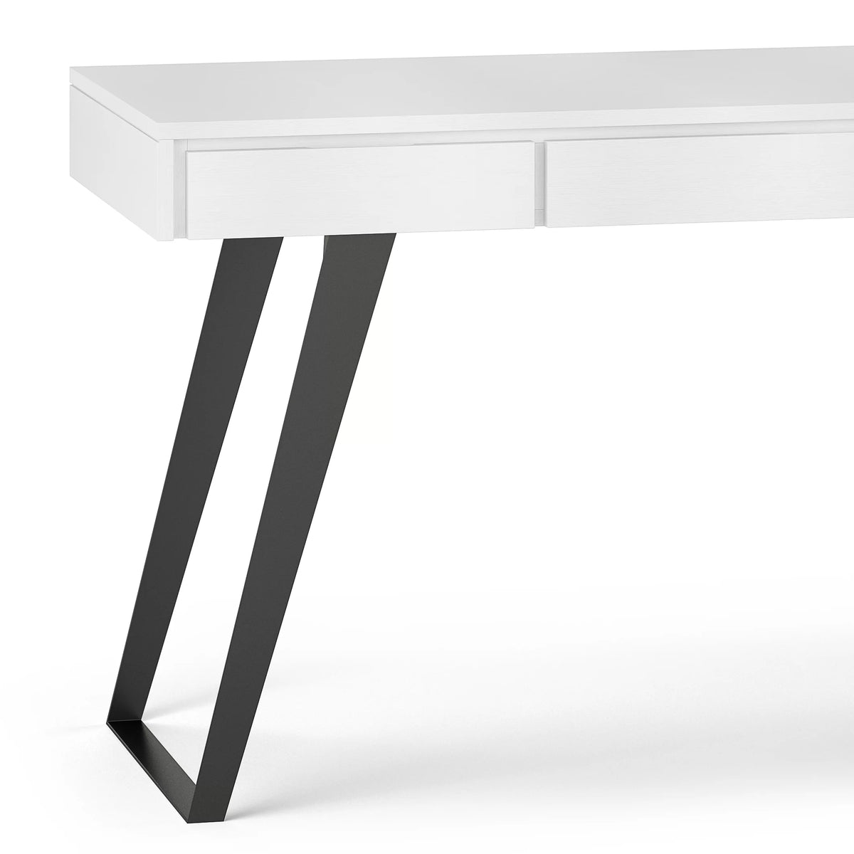 Distressed White Wood Desk with Keyboard Tray L828