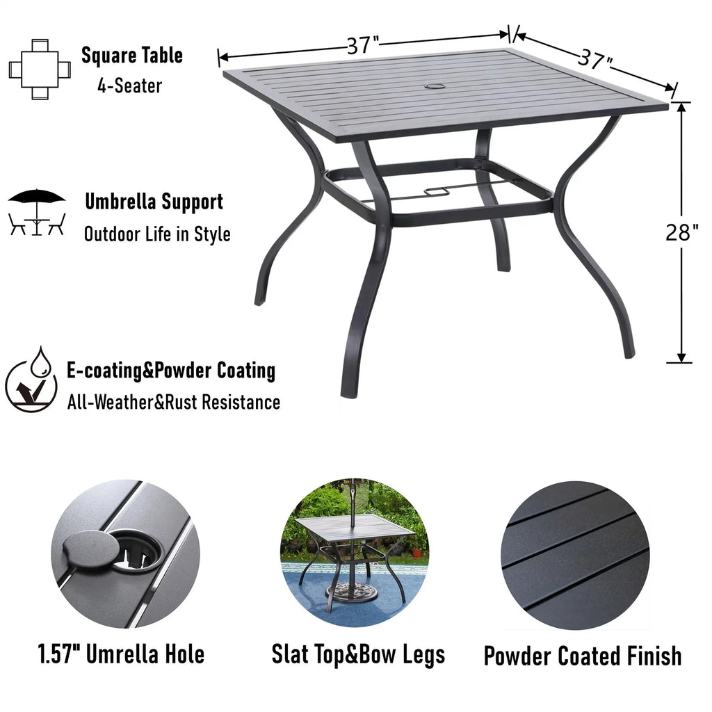 5-Piece Outdoor Patio Dining Set Swivel Cushioned Chairs Steel Frame Y706746