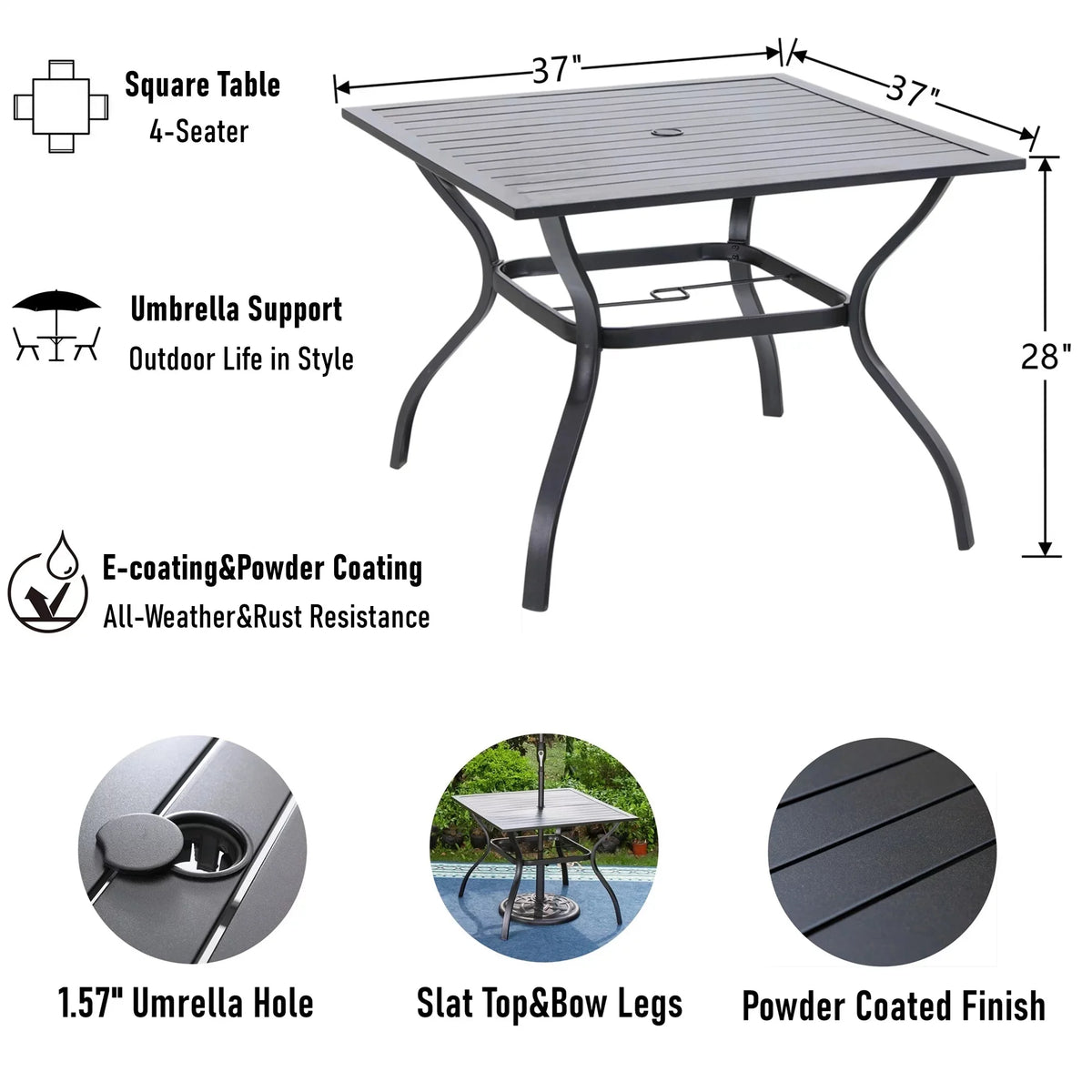 5-Piece Outdoor Patio Dining Set Swivel Cushioned Chairs Steel Frame Y706746