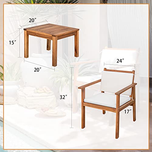 4 Piece Acacia Wood Outdoor Sofa Set with Table & Cushions N8196