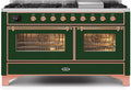 60 Dual Fuel Natural Gas Range Emerald Green Copper Trim B1031