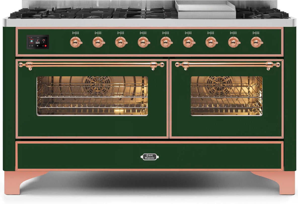60 Dual Fuel Natural Gas Range Emerald Green Copper Trim B1031