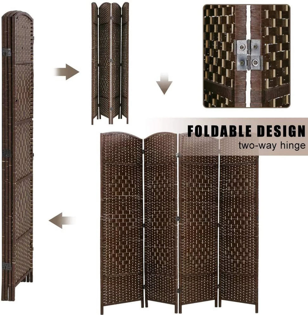 Brown 4 Panel Wood Room Divider Screen D525