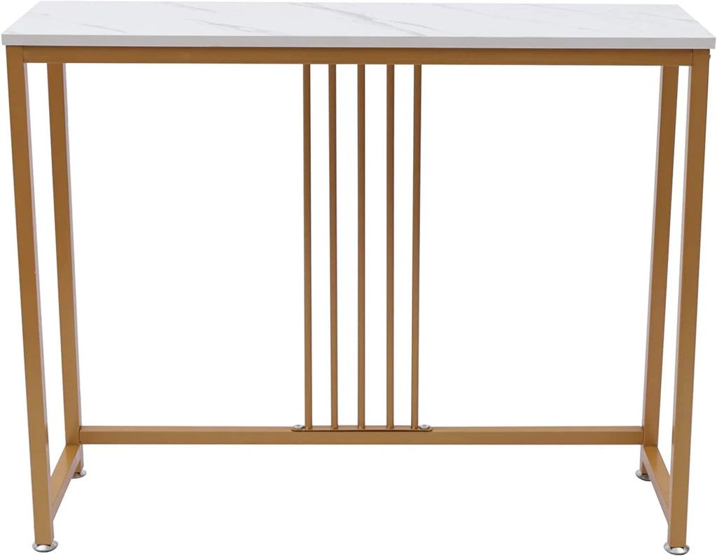 Gold and White Metal Wood Skinny Console Table Y1583