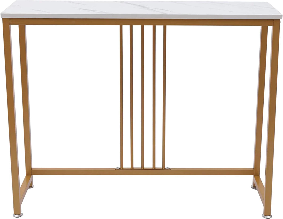 Gold and White Metal Wood Skinny Console Table Y1583