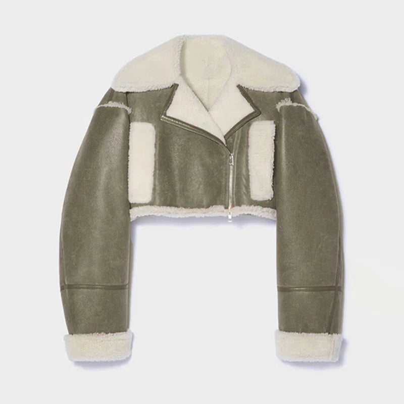 Faux Leather Sueded Aviator Jacket C507794