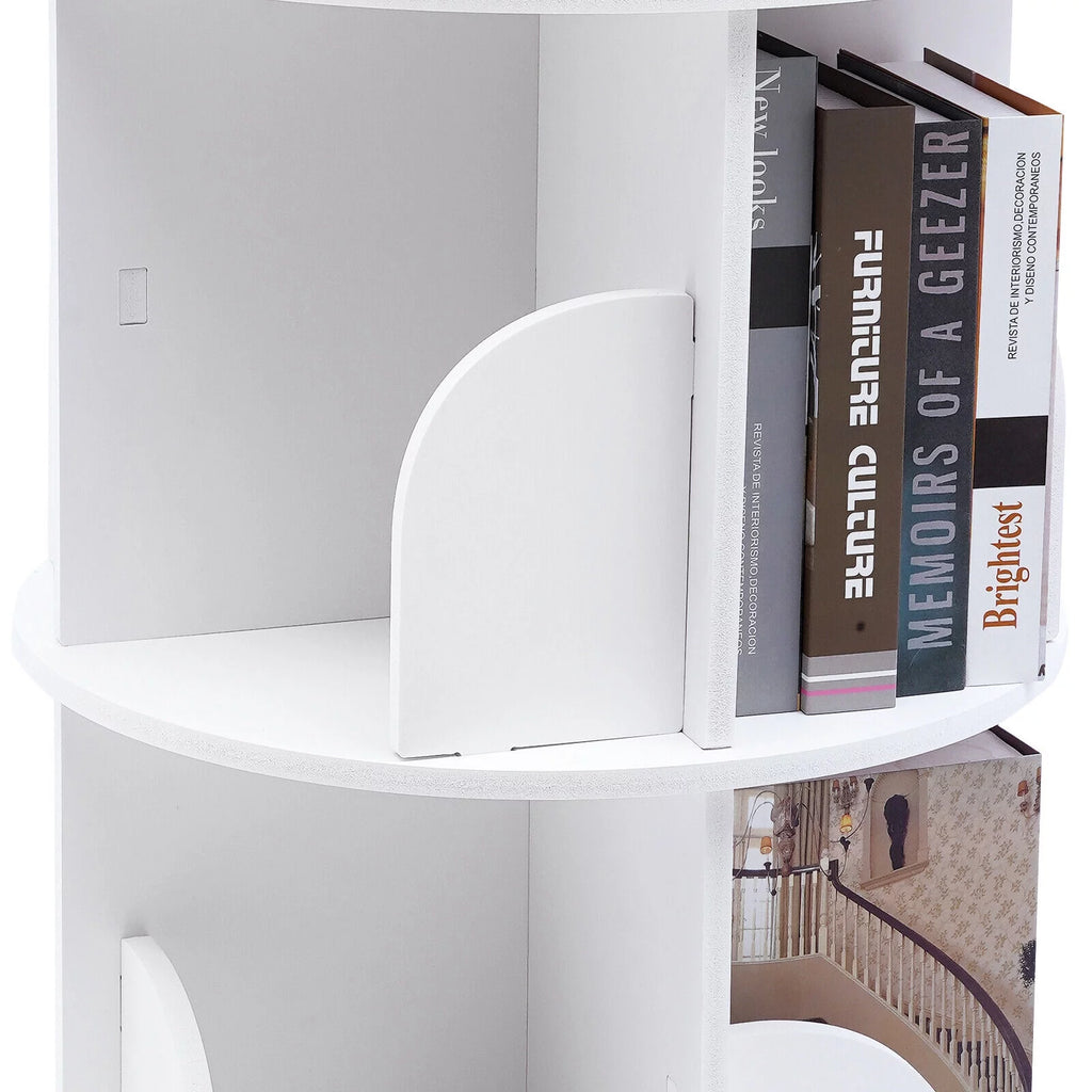 3-Tier 360° Rotating White Bookshelf R21252