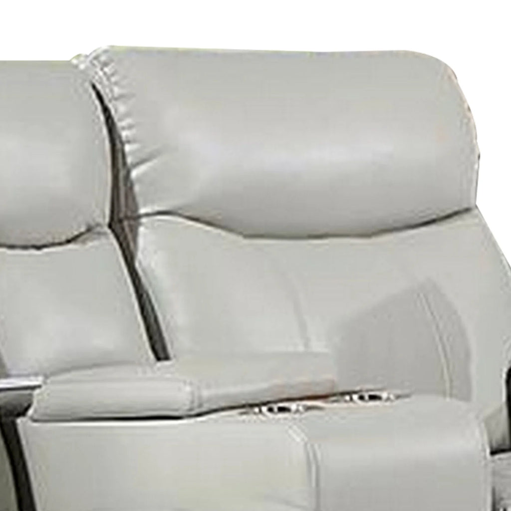 Light Gray Faux Leather Recliner Loveseat U169438