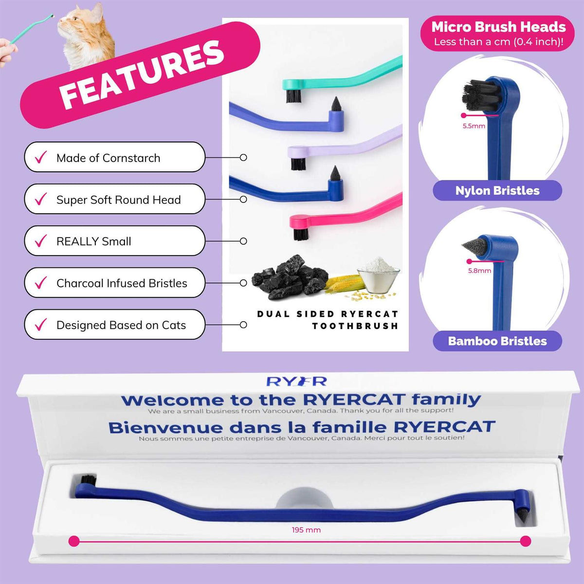 Dual Sided Cat Toothbrush H590