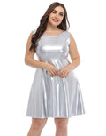 Shiny Metallic Sleeveless Skater Dress J4630