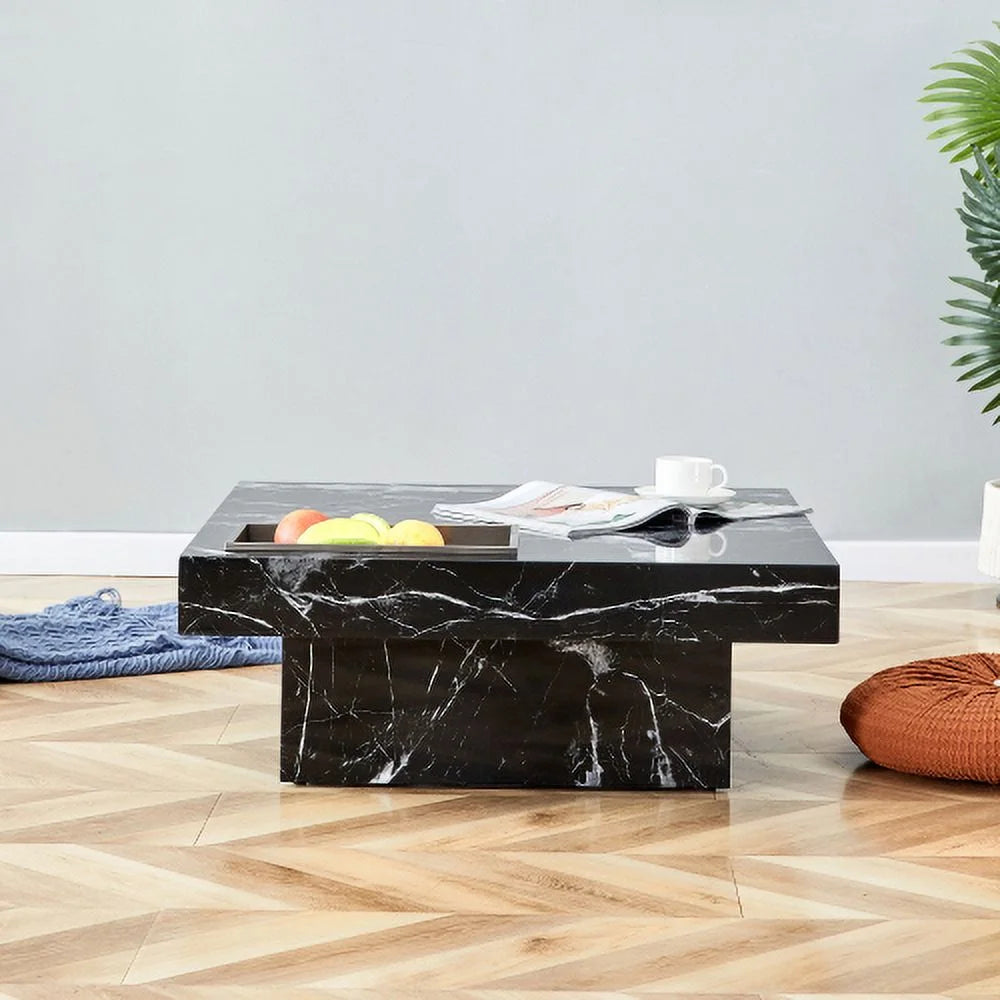 MDF Coffee Table with Black Patterns 31.4" I890786