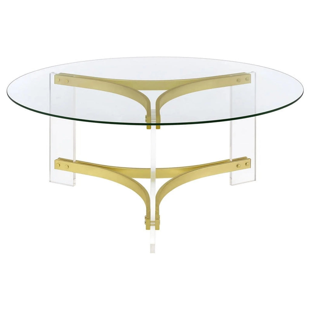 Round Glass Coffee Table with Acrylic Legs Q727