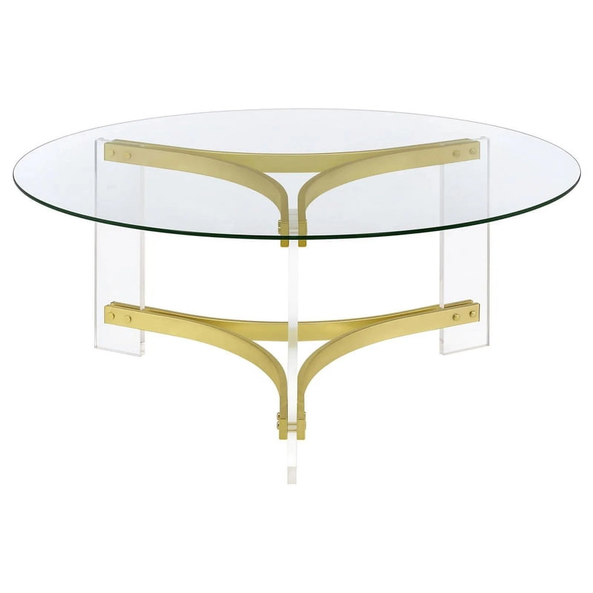 Round Glass Coffee Table with Acrylic Legs Q727
