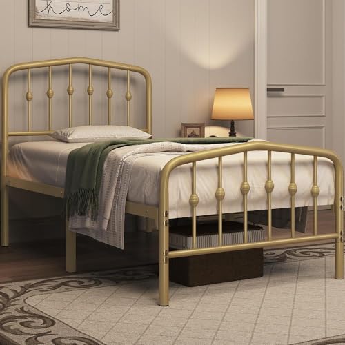 White Full Metal Platform Bed with Wrought Iron Headboard R126