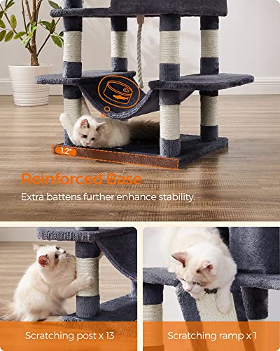 81.1-Inch Multi-Level Plush Cat Tree with Scratching Posts K742388