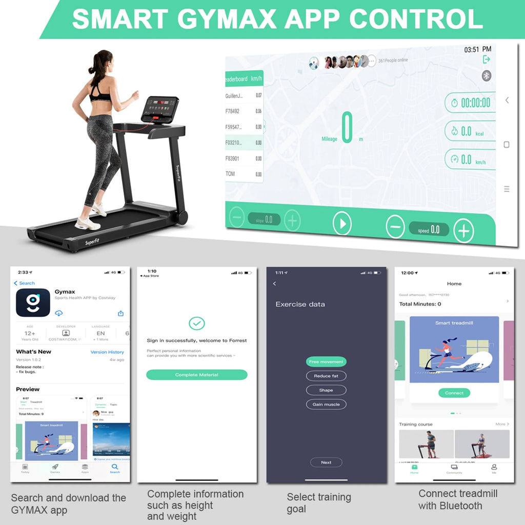 Electric Motorized Treadmill with LED Display D6642