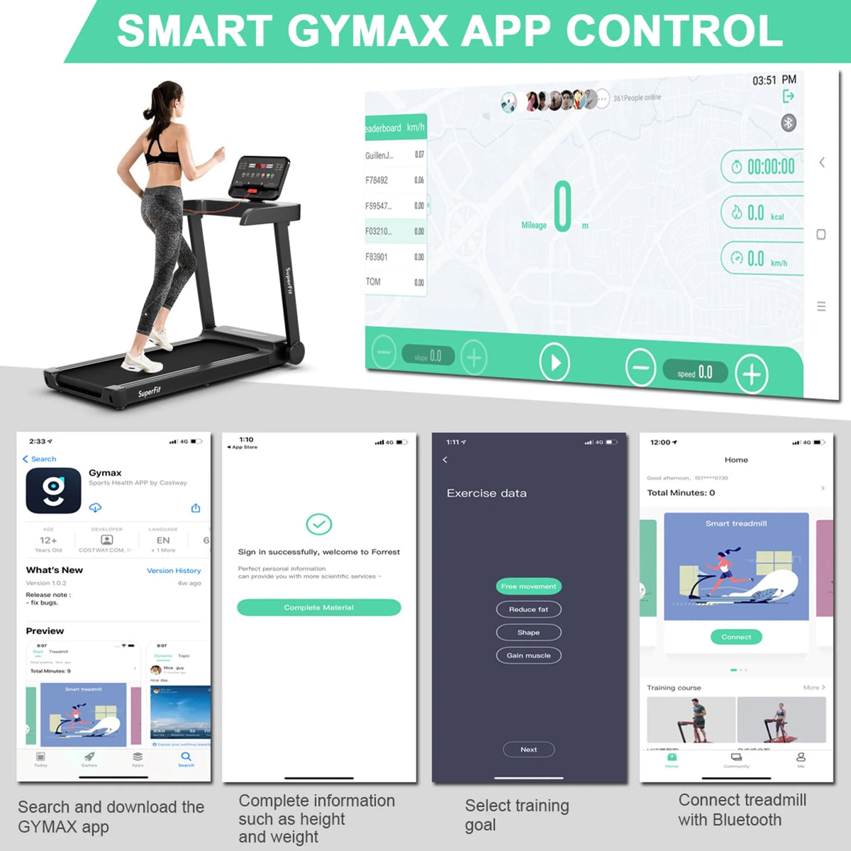 Electric Motorized Treadmill with LED Display D6642