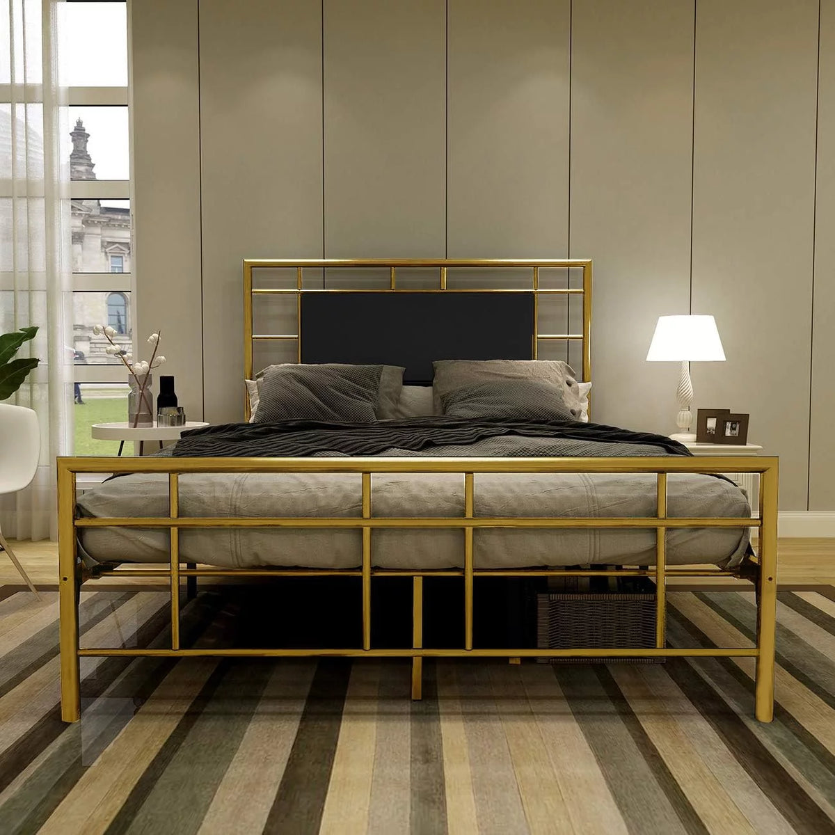 Full Size Gold Metal Platform Bed Frame K44126
