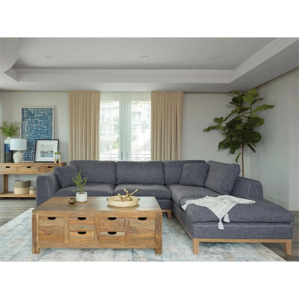 Gray Fabric Upholstered Modular Sectional G428