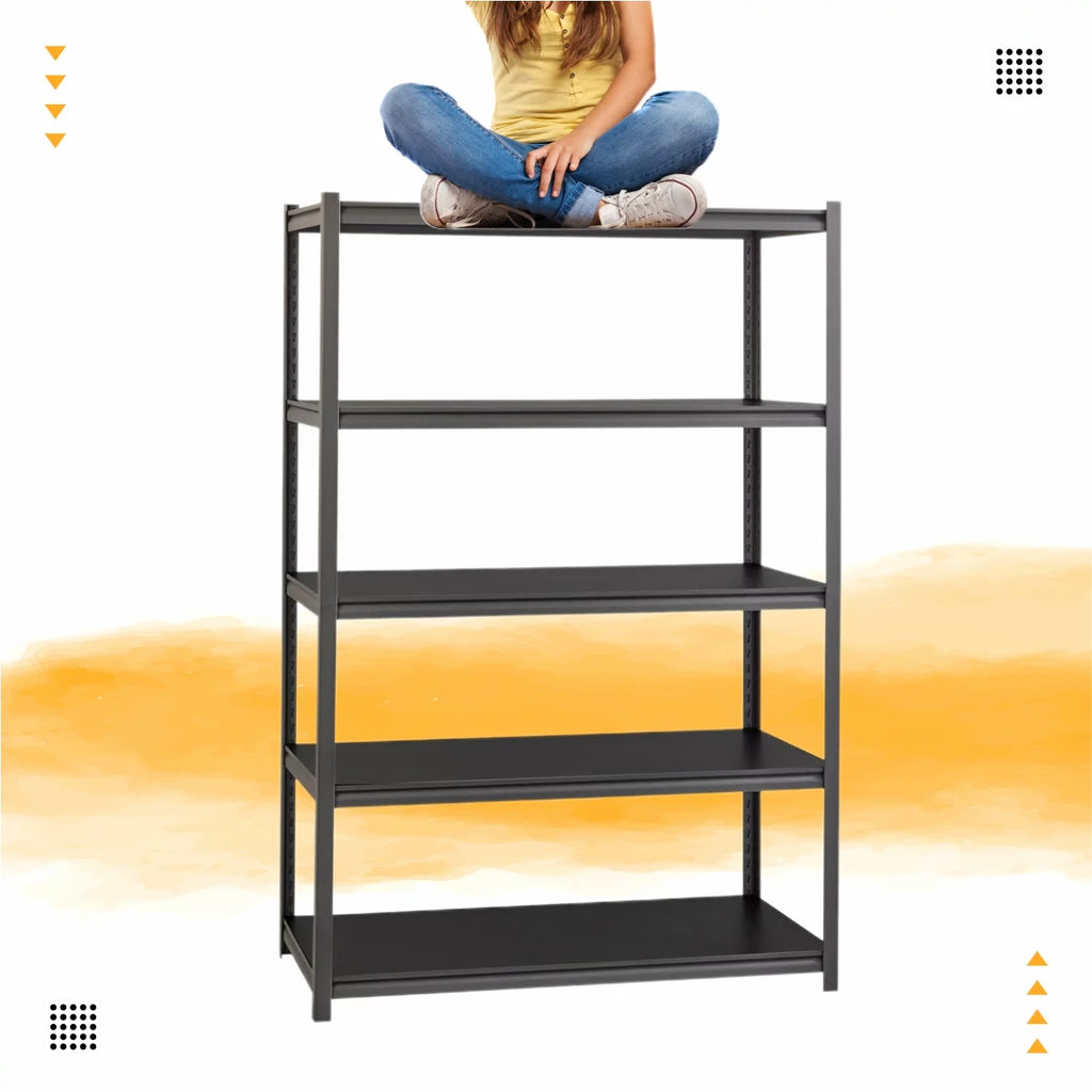 5 Tier Heavy Duty Adjustable Steel Storage Rack, Black E15856