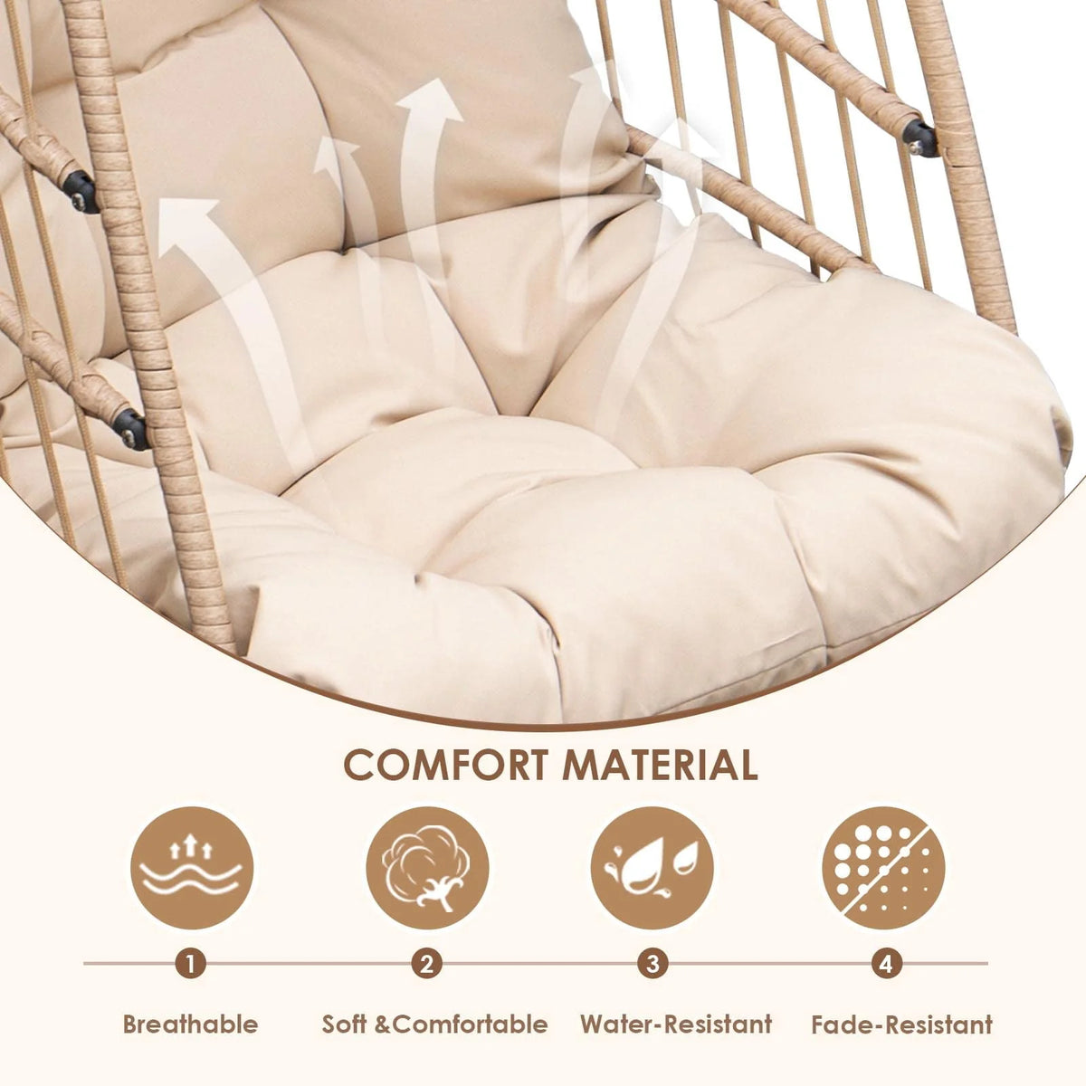 Rattan Swing Egg Chair with Stand Grey 350 lbs B571748