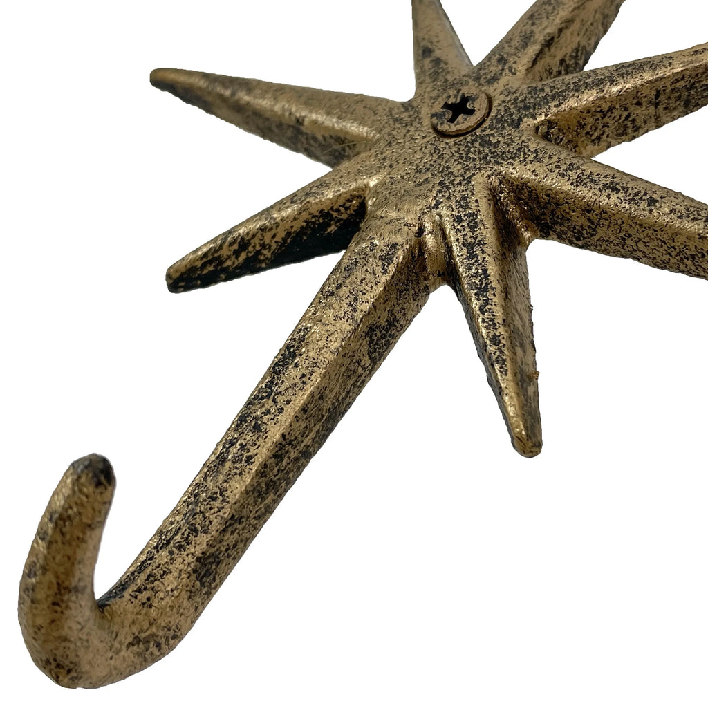 Set of 3 Gold Cast Iron Wall Hooks G3403