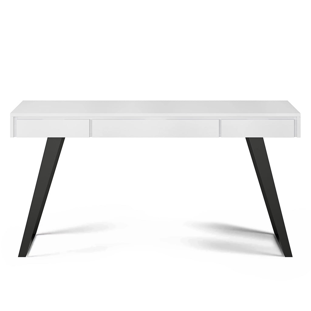 Distressed White Wood Desk with Keyboard Tray L828
