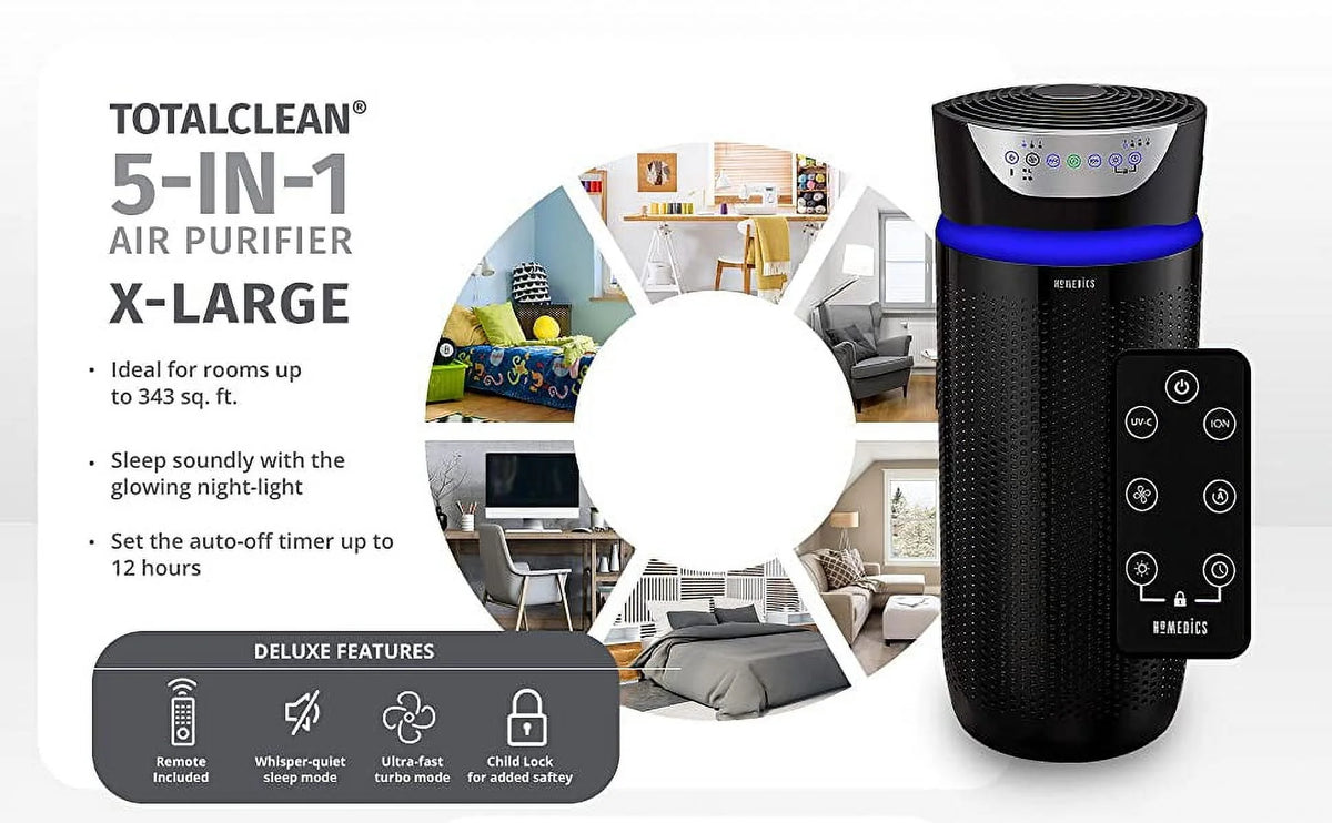 White HEPA UV-C 5-in-1 Tower Air Purifier K484