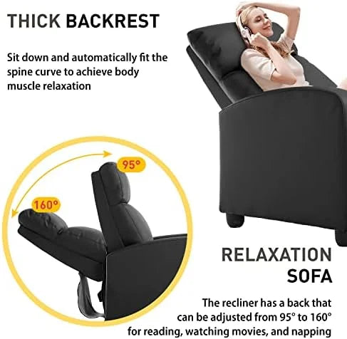 Black Faux Leather Recliner Chair S548022
