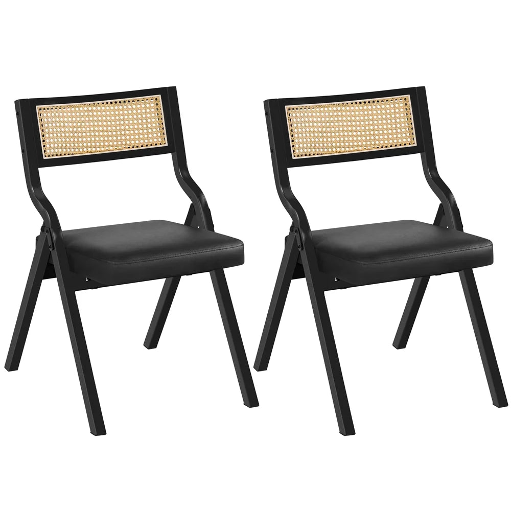 Foldable Faux Leather Dining Chair, Black U55903