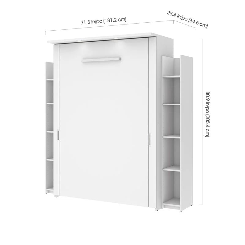 White Full Murphy Bed with 2 Storage Units V320