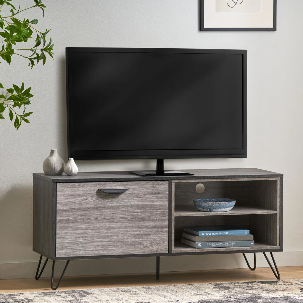 Grey Oak Two Toned Faux Wood TV Stand N7948
